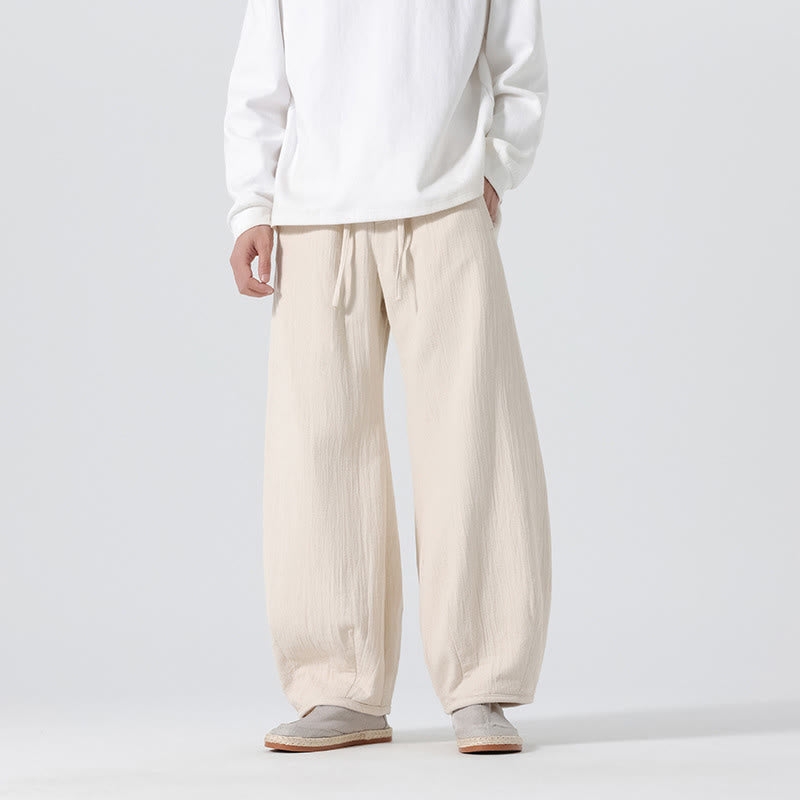 Pantaloni da uomo in puro cotone con coulisse e tasche, stile zen cinese, modello Buddha Stones Daily - image 4
