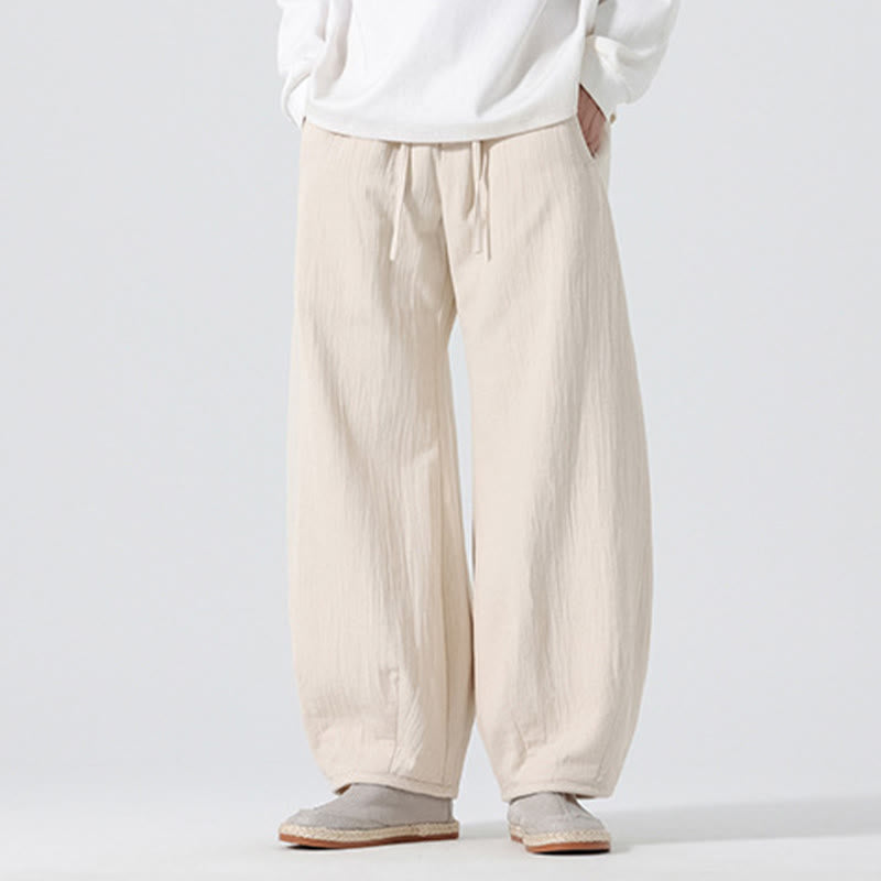 Pantaloni da uomo a gamba larga in stile zen cinese con coulisse e tasche, stile Buddha Stones Daily - image 3