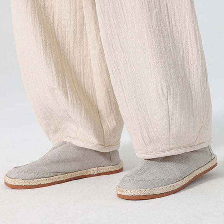 Pantaloni da uomo a gamba larga in stile zen cinese con coulisse e tasche, stile Buddha Stones Daily - image 7