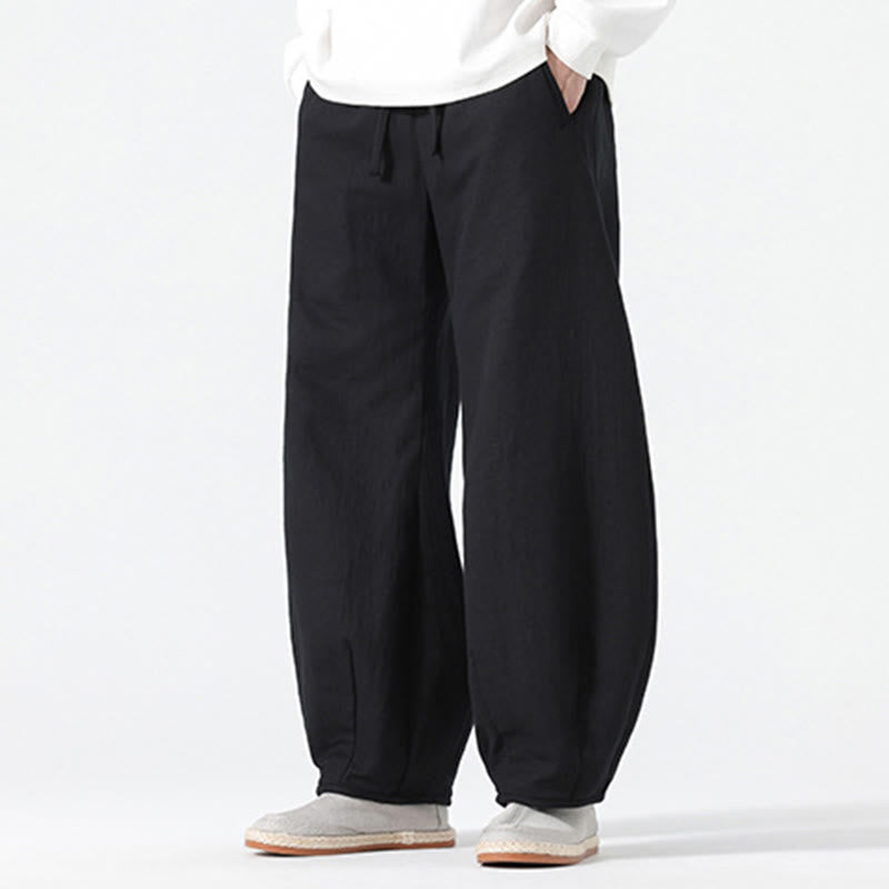 Pantaloni da uomo a gamba larga in stile zen cinese con coulisse e tasche, stile Buddha Stones Daily - image 20