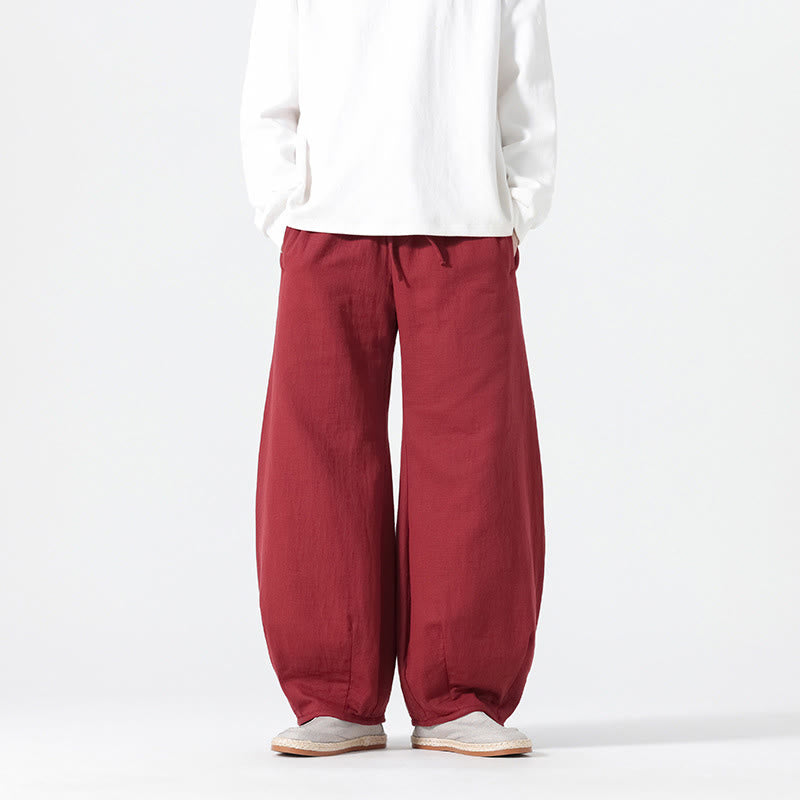 Pantaloni da uomo a gamba larga in stile zen cinese con coulisse e tasche, stile Buddha Stones Daily - image 11