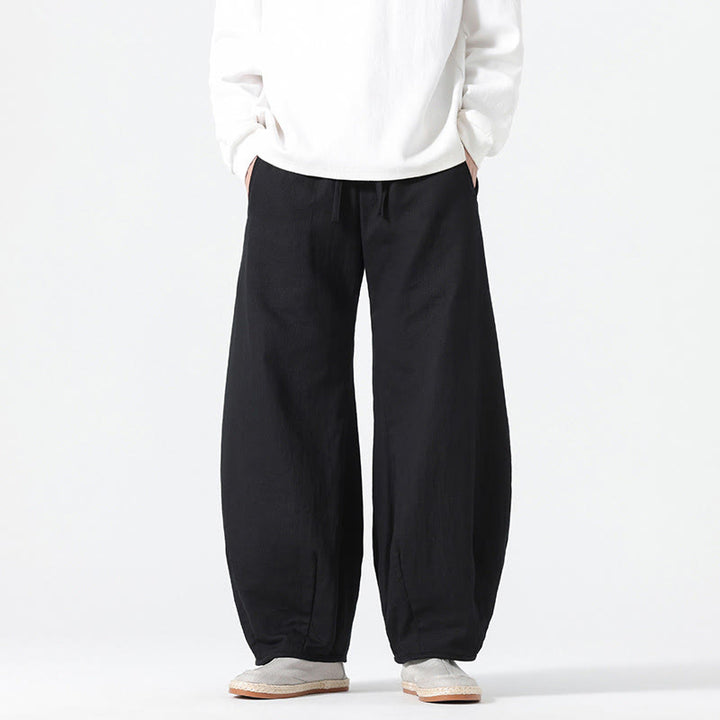 Pantaloni da uomo a gamba larga in stile zen cinese con coulisse e tasche, stile Buddha Stones Daily - image 19