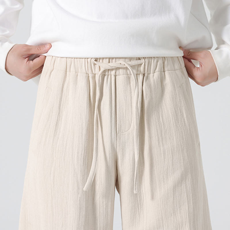 Pantaloni da uomo a gamba larga in stile zen cinese con coulisse e tasche, stile Buddha Stones Daily - image 6