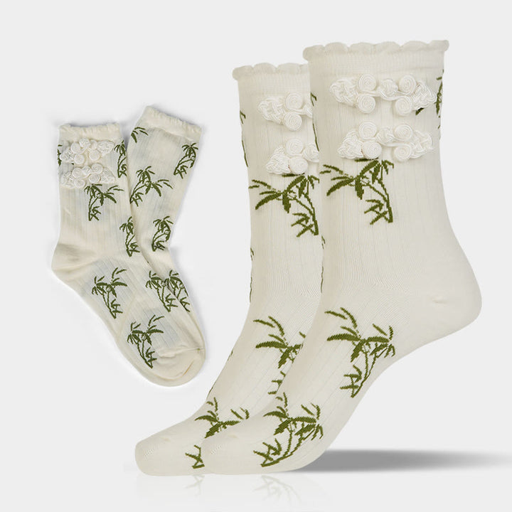 Calzini da donna in microfibra con motivo a rana cinese e bottoni, modello jacquard in bambù, modello Buddha Stones - Bianco - Taglia unica (US 5.5-8.5, EU 36-40, UK/AU 3.5-6.5, AISA 23-25 ​​cm) - image 16