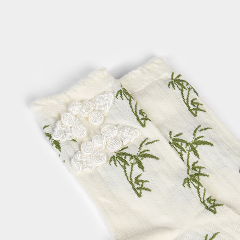 Calzini da donna in microfibra con motivo a rana cinese e bottoni, modello jacquard in bambù, modello Buddha Stones - image 19