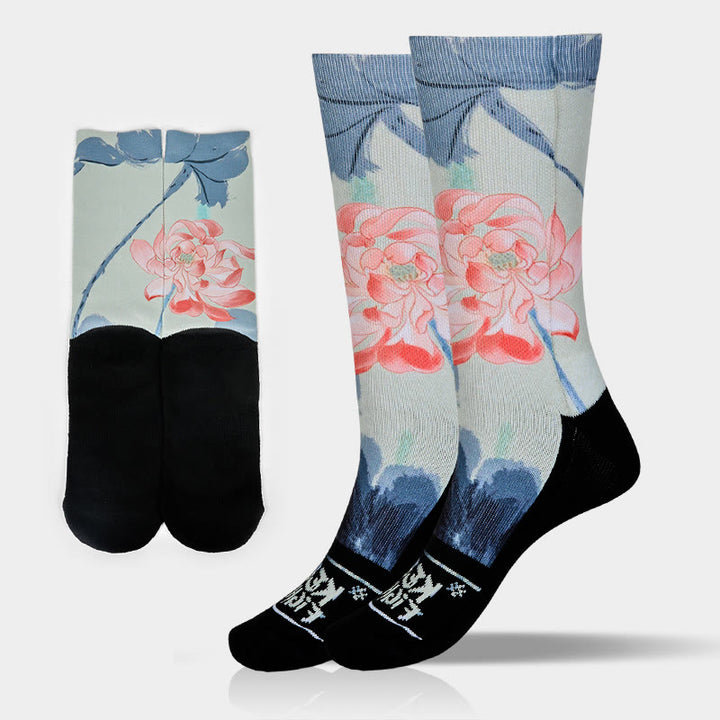 Calzini casual da uomo e da donna, unisex , Buddha Stones Lotus Painting Micro Crew - Azzurro - Taglia unica (adatta alla maggior parte delle taglie: US 5-10.5, EU 38-44, UK/AU 5-10.5, AISA 24.5-28cm) - image 0