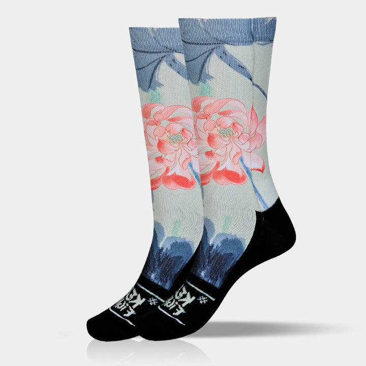 Calzini casual da uomo e da donna, unisex , Buddha Stones Lotus Painting Micro Crew - image 9