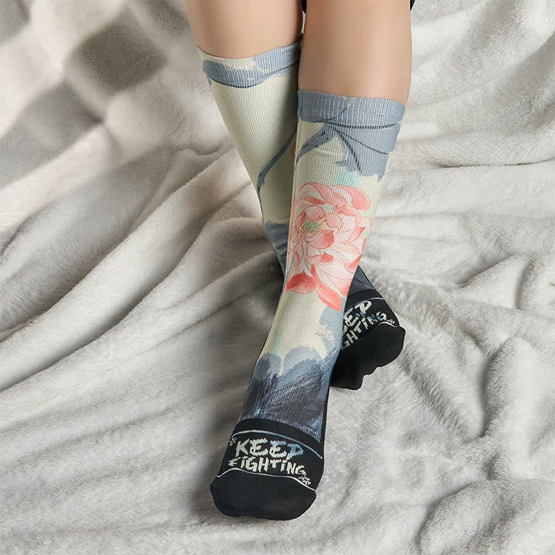 Calzini casual da uomo e da donna, unisex , Buddha Stones Lotus Painting Micro Crew - image 5