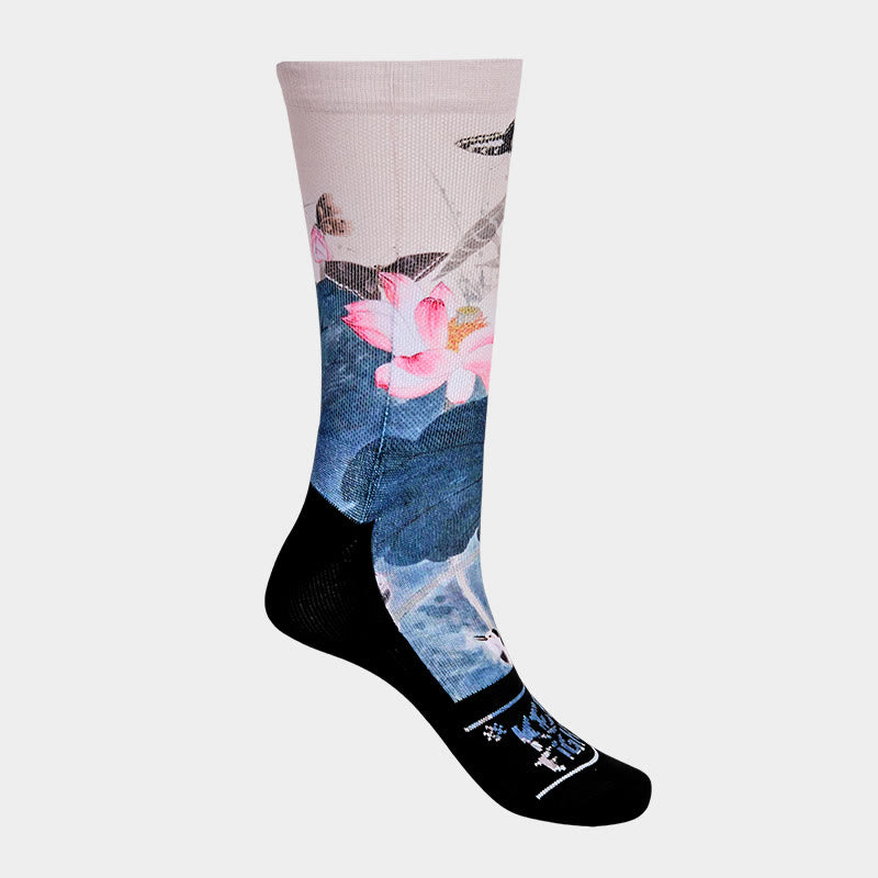 Calzini casual da uomo e da donna, unisex, con motivo Buddha Stones, fiori di loto, foglie e farfalle - image 7