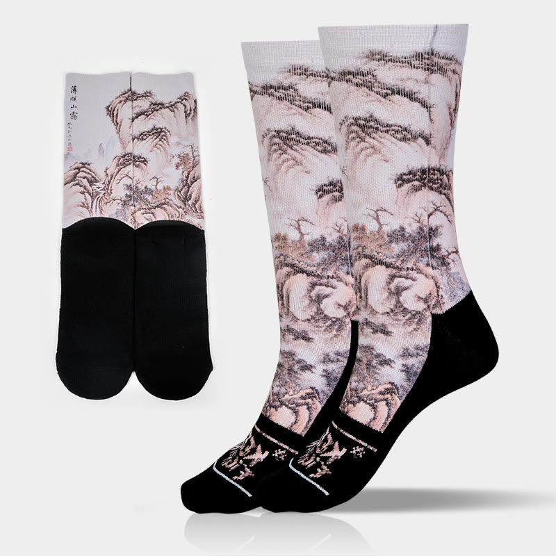 Calzini casual da uomo e da donna, unisex, motivo: Buddha Stones , gru bianca, pini e montagne - Biancheria - Taglia unica (US 5-10,5， EU 38-44， UK/AU 5-10,5，AISA 24,5-28 cm) - image 11