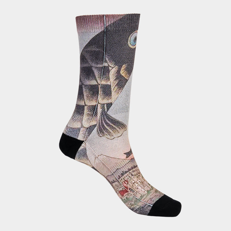 Calzini casual da uomo e da donna unisex Buddha Stones Koi Fish Mount Fuji Micro Crew - image 10