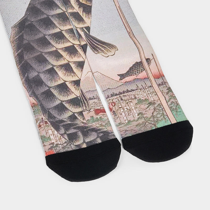 Calzini casual da uomo e da donna unisex Buddha Stones Koi Fish Mount Fuji Micro Crew - image 3