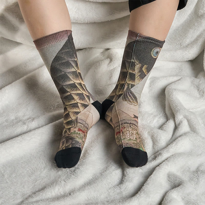 Calzini casual da uomo e da donna unisex Buddha Stones Koi Fish Mount Fuji Micro Crew - image 7