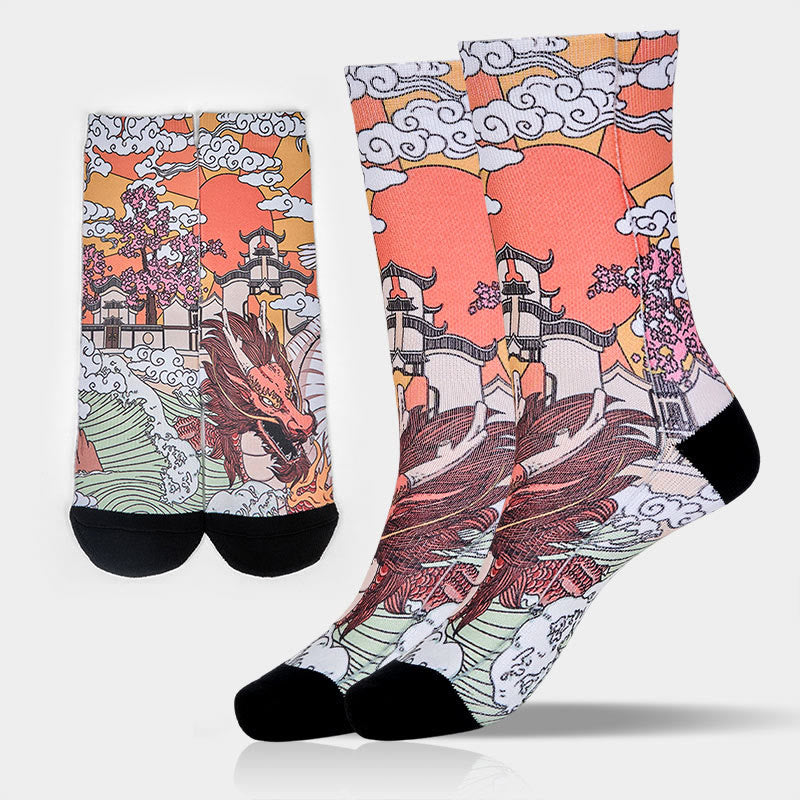 Calzini casual da uomo e da donna, unisex, motivo : Buddha Stones, Dragon, Clouds, Sun Waves - DarkSeaGreen - ML (US 8-12, EU 41-45, UK/AU 7,5-11,5, AISA 25,5-28,5 cm) - image 0