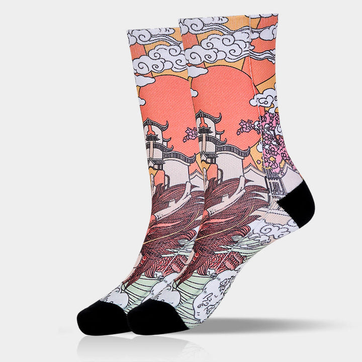 Calzini casual da uomo e da donna, unisex, motivo : Buddha Stones, Dragon, Clouds, Sun Waves - image 9