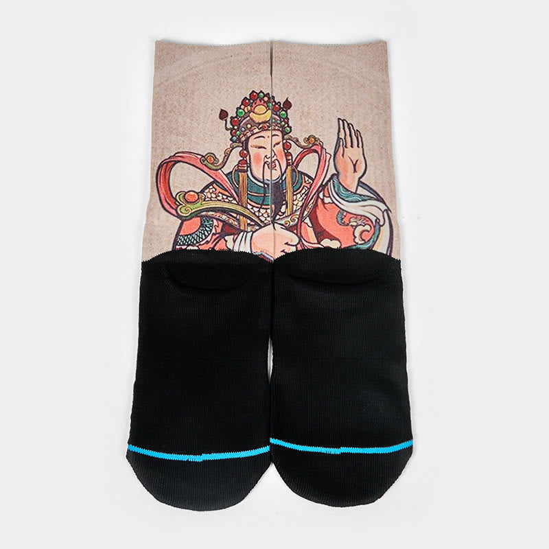 Calzini casual da uomo e da donna unisex con manico Ruyi e scritta " Buddha Stones God Of Wealth" - image 1