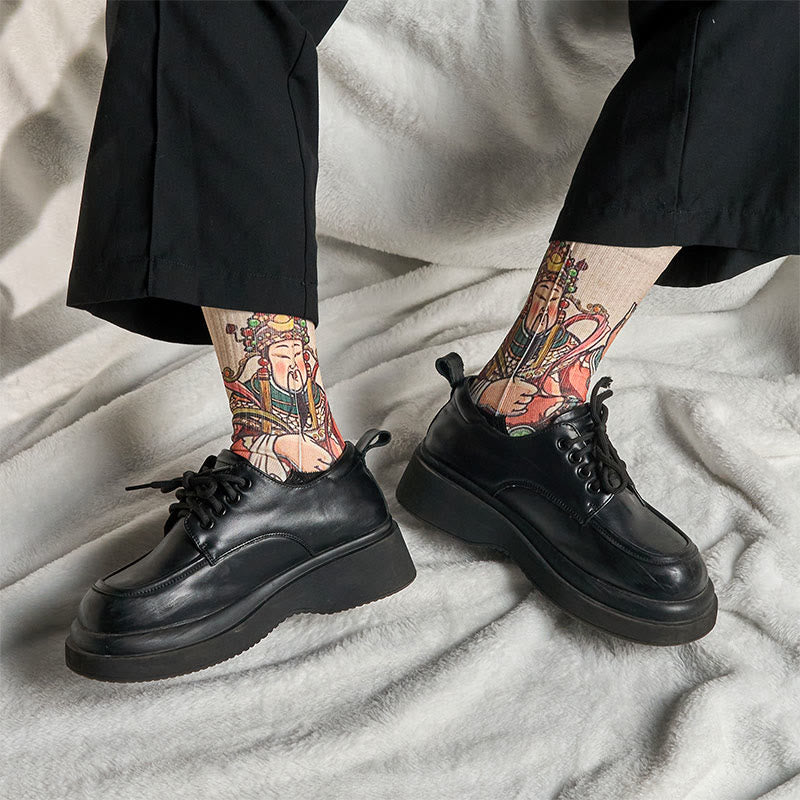 Calzini casual da uomo e da donna unisex con manico Ruyi e scritta " Buddha Stones God Of Wealth" - image 6