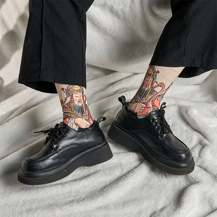 Calzini casual da uomo e da donna unisex con manico Ruyi e scritta " Buddha Stones God Of Wealth" - image 6