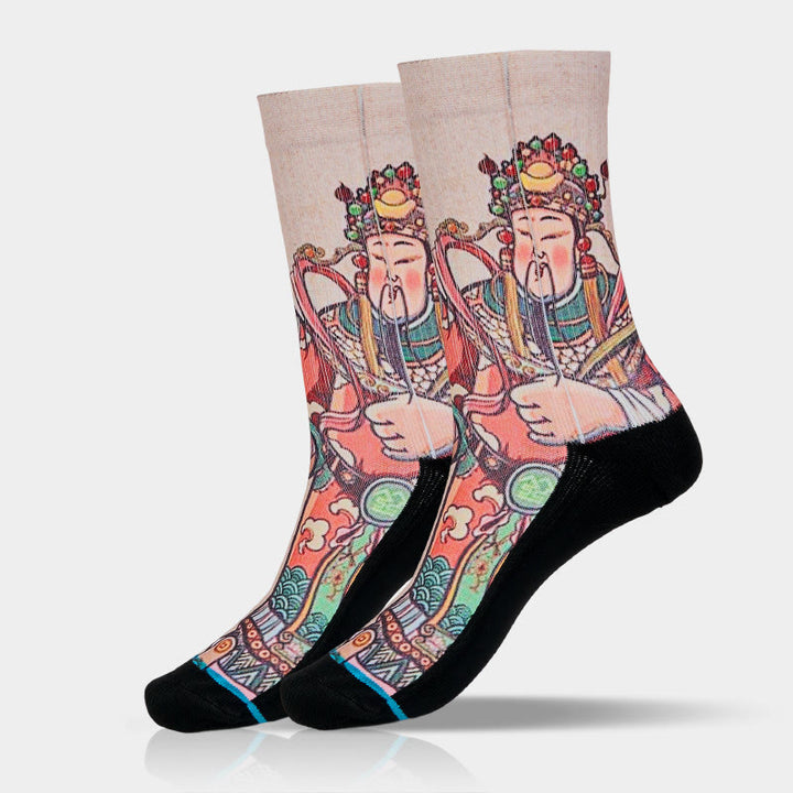 Calzini casual da uomo e da donna unisex con manico Ruyi e scritta " Buddha Stones God Of Wealth" - image 9