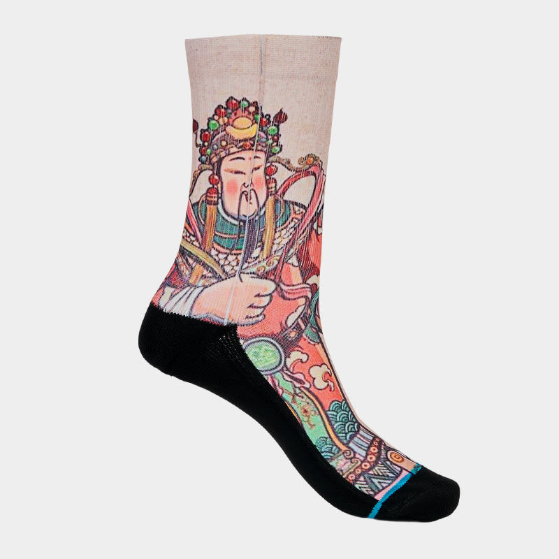 Calzini casual da uomo e da donna unisex con manico Ruyi e scritta " Buddha Stones God Of Wealth" - image 7