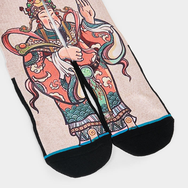Calzini casual da uomo e da donna unisex con manico Ruyi e scritta " Buddha Stones God Of Wealth" - image 3