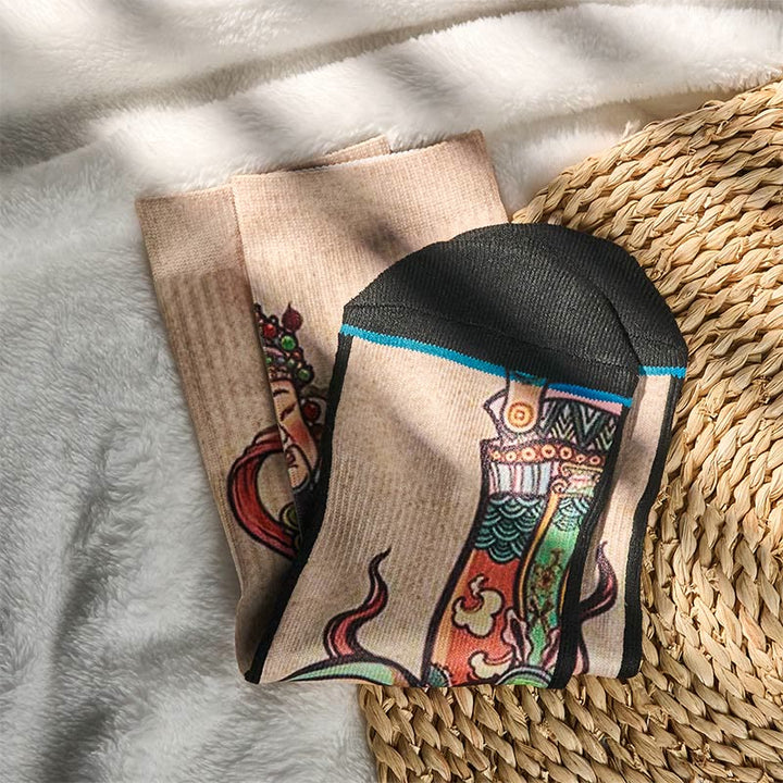 Calzini casual da uomo e da donna unisex con manico Ruyi e scritta " Buddha Stones God Of Wealth" - image 4