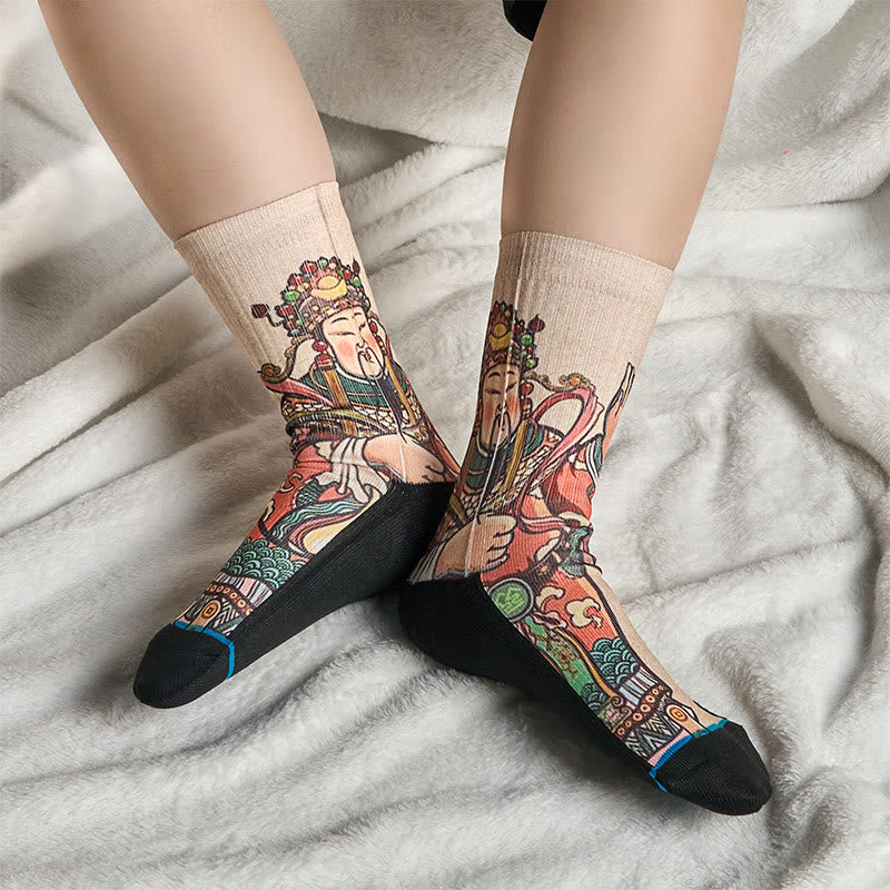 Calzini casual da uomo e da donna unisex con manico Ruyi e scritta " Buddha Stones God Of Wealth" - image 5
