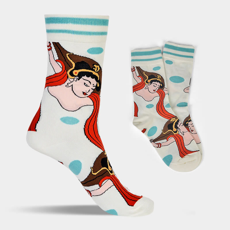Calzini da donna Buddha Stones Casual Dunhuang Feitian Design Micro Crew - image 1