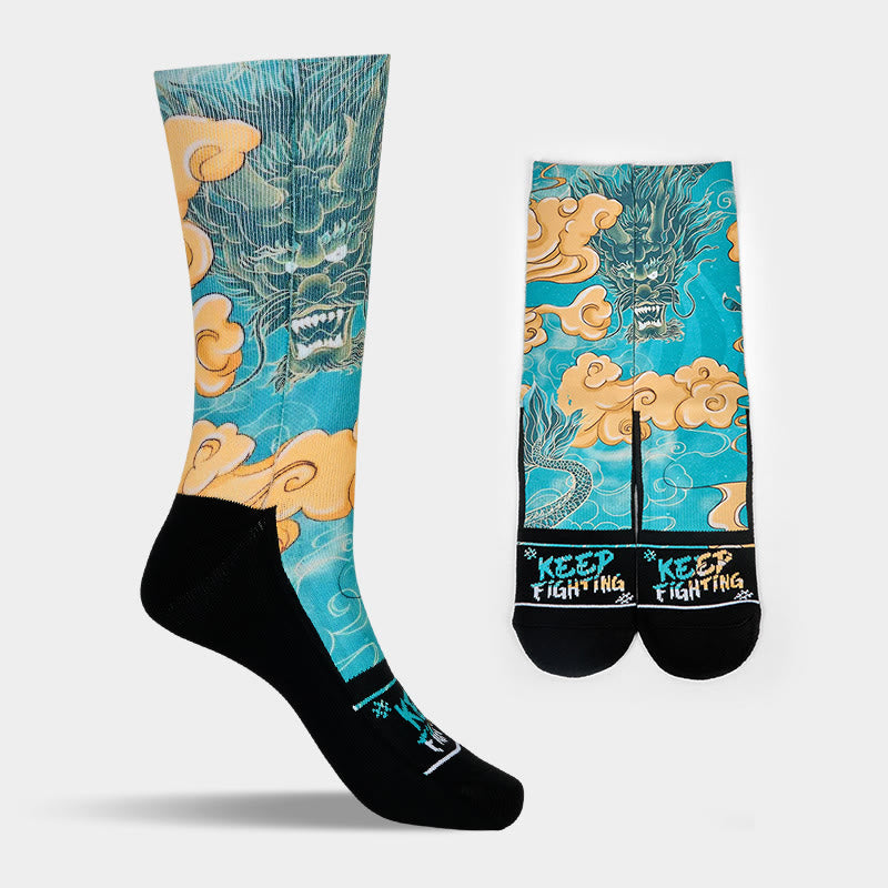 Calzini da uomo con motivo Buddha Stones Casual Dragon e nuvole di buon auspicio - image 8