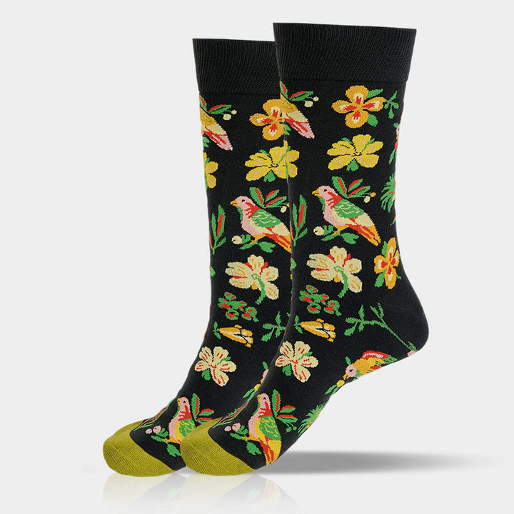 Calzini unisex in cotone da uomo e da donna con motivo Buddha Stones , fiori e uccelli - image 6