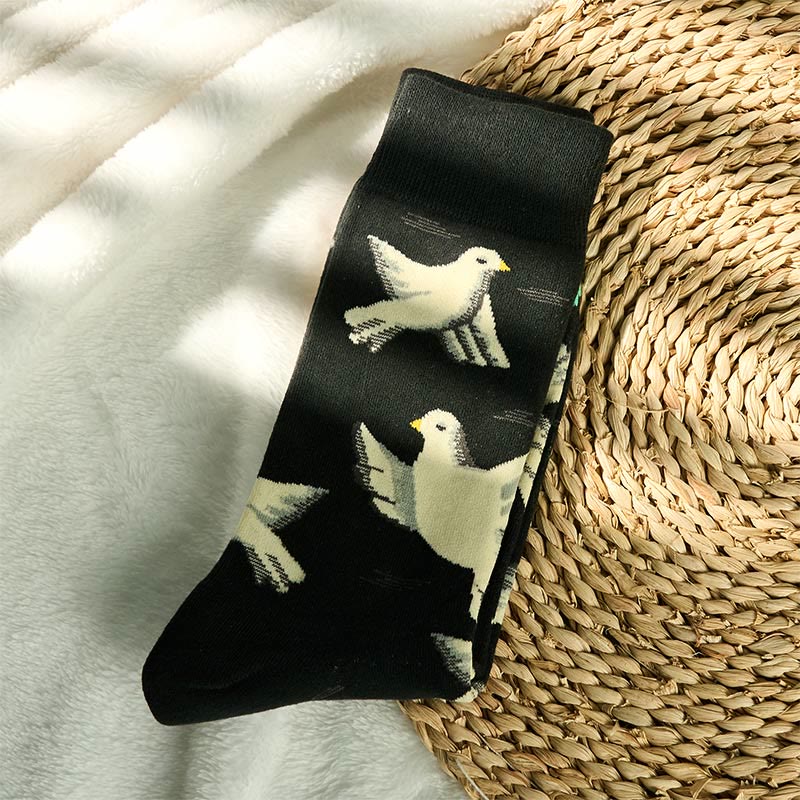 Calzini da uomo e da donna unisex in cotone con motivo Buddha Stones Doves - image 1
