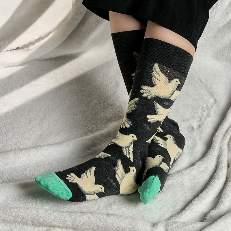 Calzini da uomo e da donna unisex in cotone con motivo Buddha Stones Doves - image 2