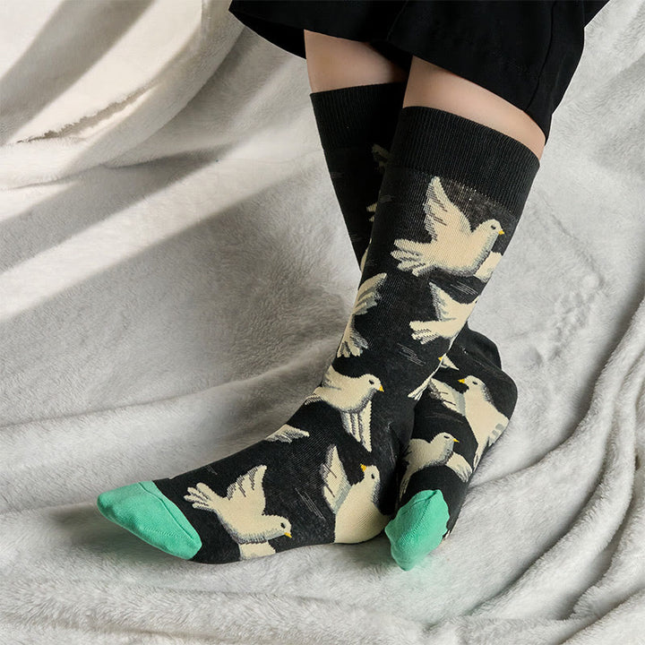 Calzini da uomo e da donna unisex in cotone con motivo Buddha Stones Doves - image 2