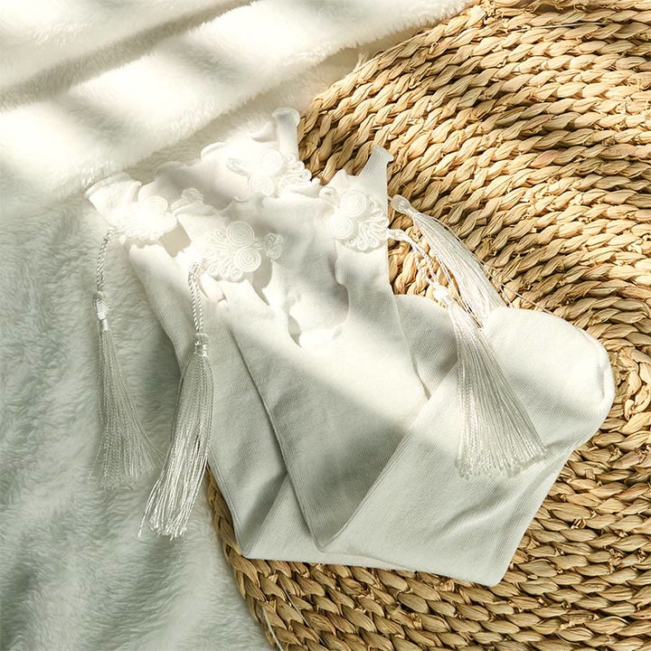 Buddha Stones donna in cotone micro con nappe e bottoni cinesi color puro, motivo Buddha Stones - Due paia bianche - Taglia unica (adatta alla maggior parte delle taglie: US4 4-9, EU 34-39, UK/AU 2.5-6, Asia 22-24.5 cm) - image 6