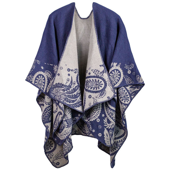 Scialle unisex con motivo paisley tibetano autunno inverno Buddha Stones - Blu ardesia scuro - image 6