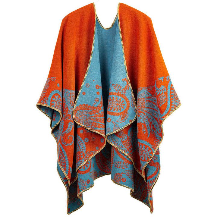 Scialle unisex con motivo paisley tibetano autunno inverno Buddha Stones - Arancione scuro - image 2