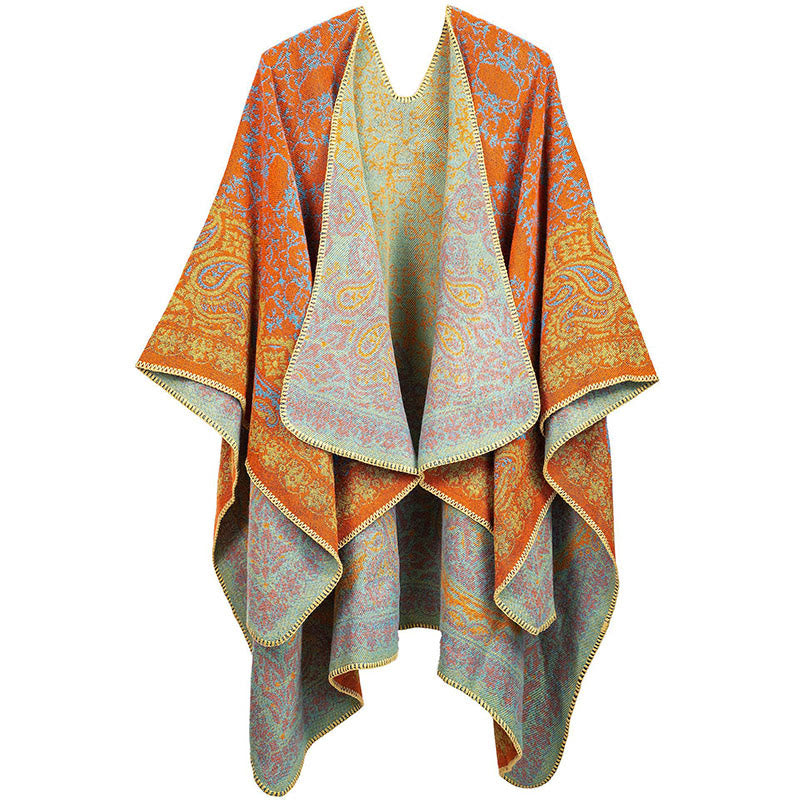 Sciarpa unisex con motivo floreale Paisley e motivo a contrasto di colori tibetano Buddha Stones - Arancione scuro - image 2