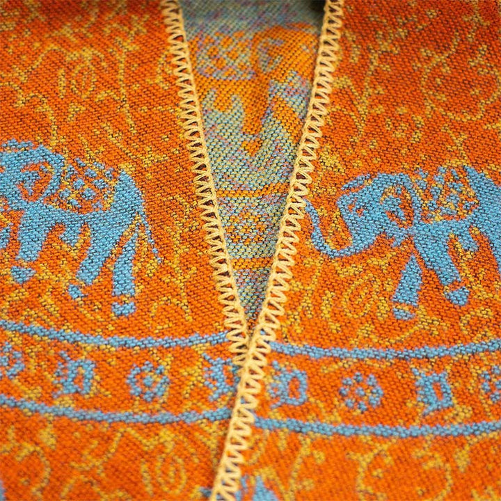 Sciarpa unisex con motivo geometrico in jacquard tibetano con Buddha Stones e elefante - image 10