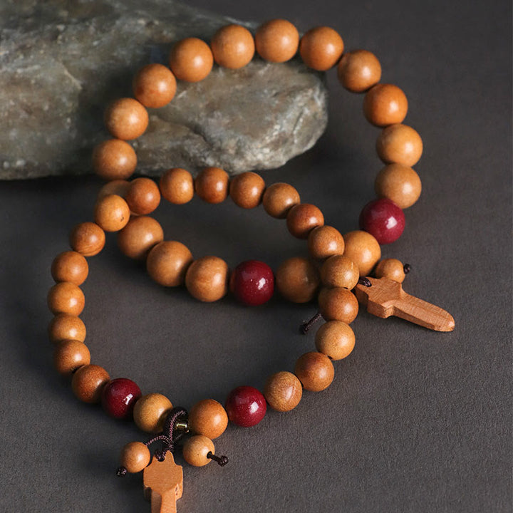 Braccialetto della ricchezza con ciondolo a forma di spada in legno di pesca e cinabro Buddha Stones - image 11