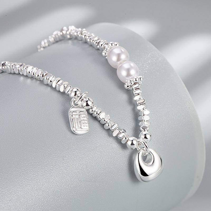 Braccialetto di benedizione con perle e carattere Fu in argento placcato rame con Buddha Stones - image 3