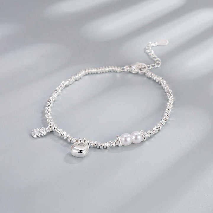 Braccialetto di benedizione con perle e carattere Fu in argento placcato rame con Buddha Stones - image 1