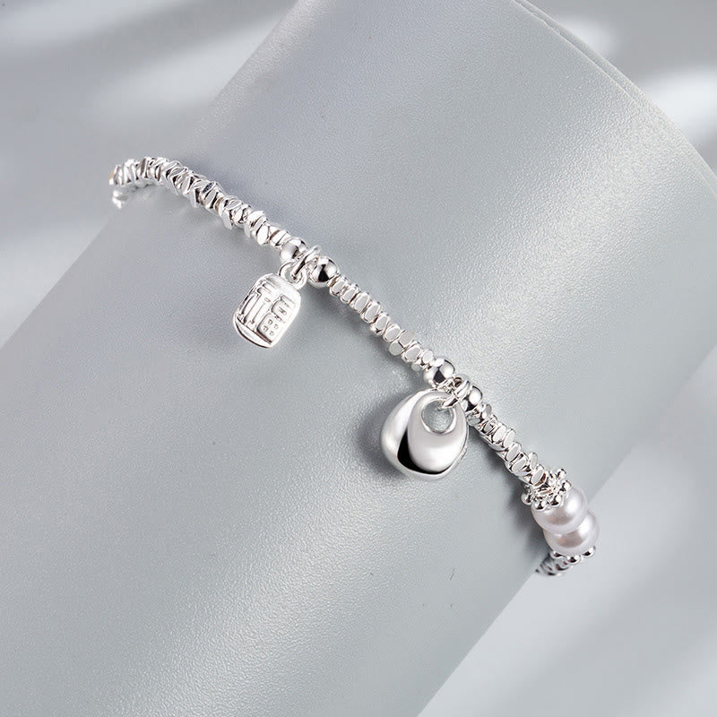 Braccialetto di benedizione con perle e carattere Fu in argento placcato rame con Buddha Stones - image 2