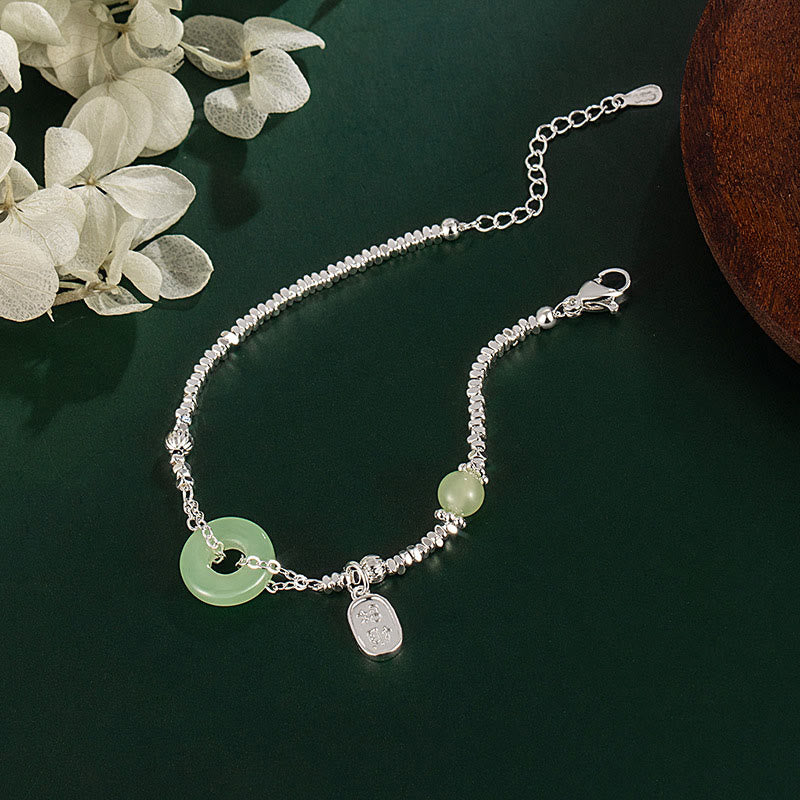 Braccialetto con fibbia della pace e fortuna in argento placcato rame con carattere Fu di Buddha Stones - image 1