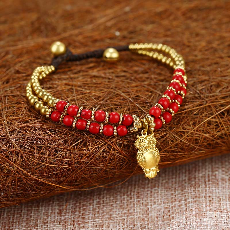 Bracciale Buddha Stones Turquoise Elephant Luck in rame placcato a doppio strato e resistenza - Turchese rosso (circonferenza polso: 15-18 cm) - image 4