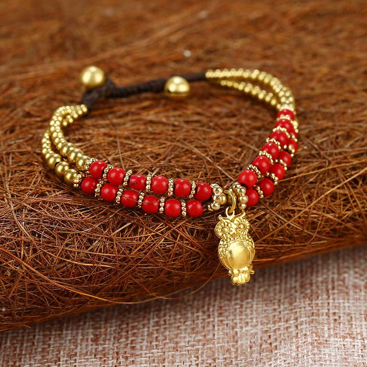 Bracciale Buddha Stones Turquoise Elephant Luck in rame placcato a doppio strato e resistenza - Turchese rosso (circonferenza polso: 15-18 cm) - image 4