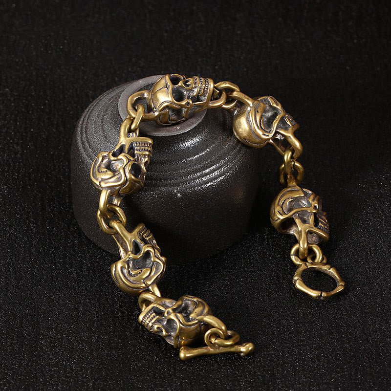 Braccialetto di protezione della foresta con teschio in ottone e rame retrò Buddha Stones, Signore dei cadaveri - image 8