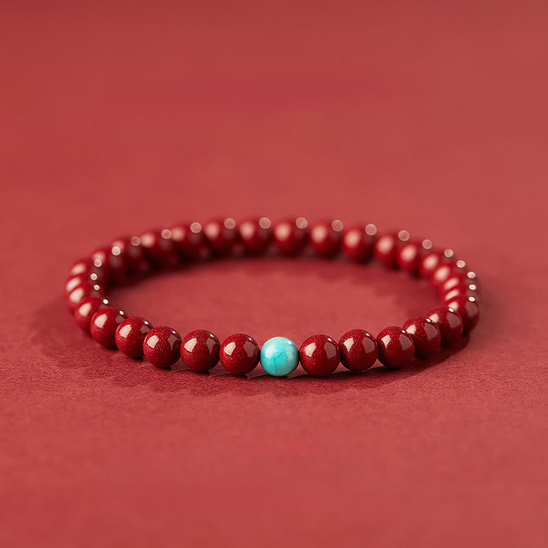 Bracciale di concentrazione in turchese cinabro Buddha Stones - Cinabro da 6 mm - image 0