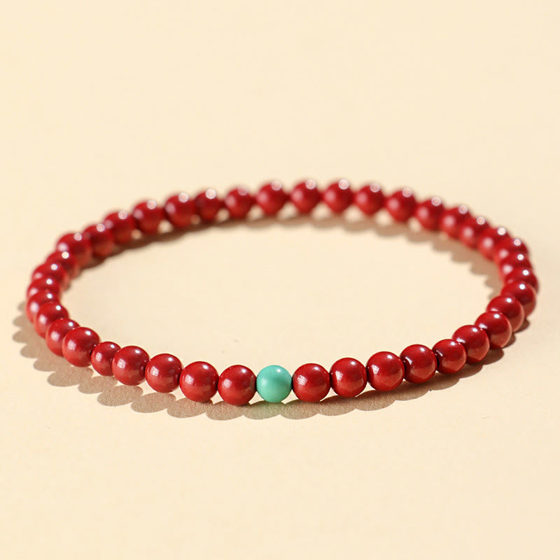 Bracciale di concentrazione in turchese cinabro Buddha Stones - Cinabro imperiale da 4 mm - image 1