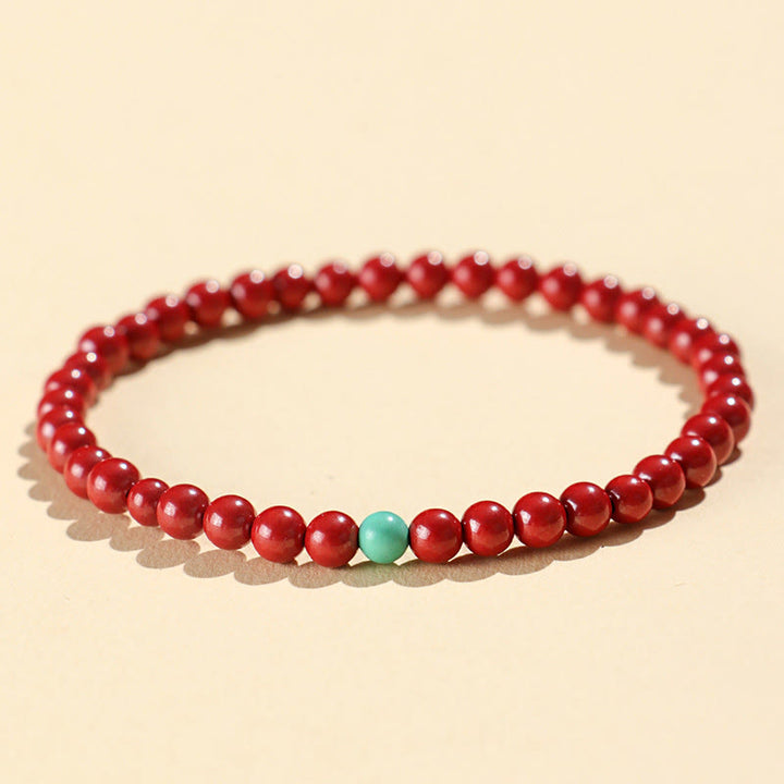 Bracciale di concentrazione in turchese cinabro Buddha Stones - Cinabro imperiale da 4 mm - image 1