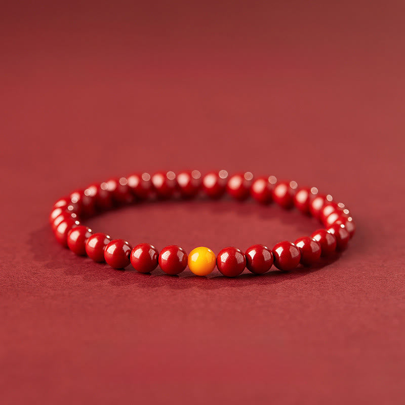 Braccialetto Buddha Stones Natural Cinnabar Ambra Calma - Cinabro imperiale da 6 mm - image 3